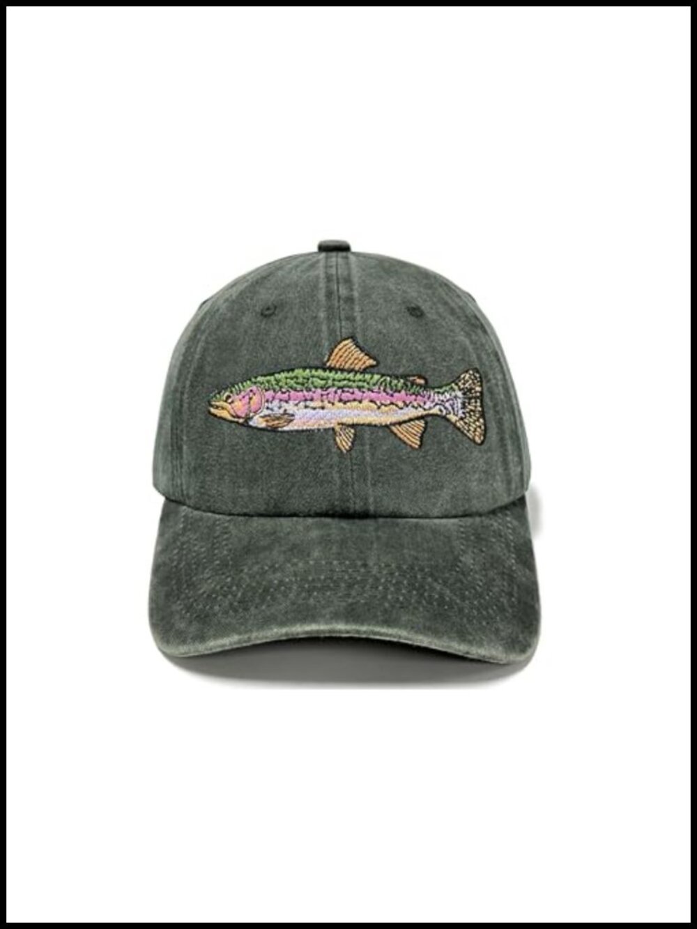 Cotton Twill Embroidered Fishing Baseball Cap Adjustable Dad Hat